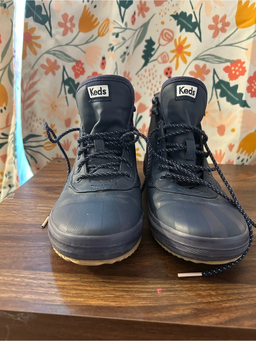 Keds Scout Splash Rain Boots Navy Pink Women’s US 9 Water Resistant Flannel